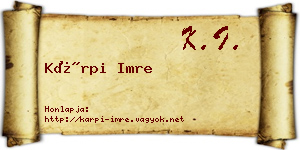 Kárpi Imre névjegykártya